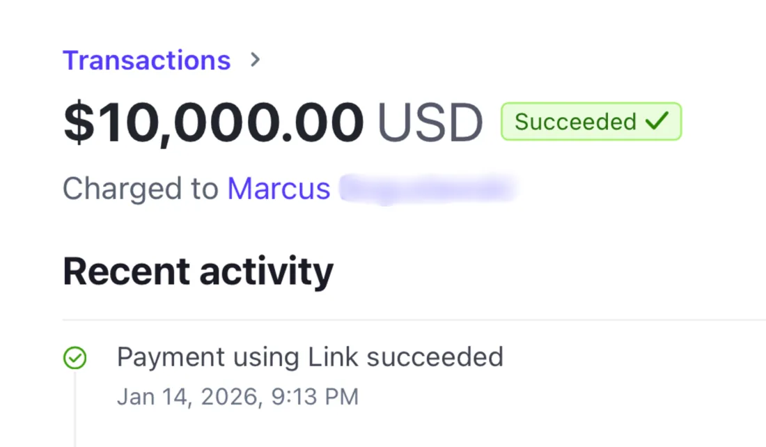 A single $10,000 client payment